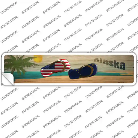 Alaska and US Flag Novelty Narrow Sticker Decal Small