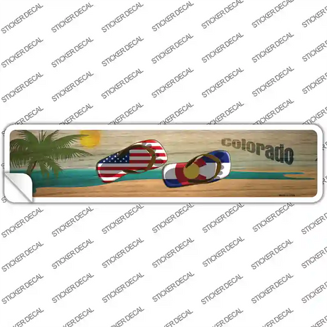 Colorado and US Flag Novelty Narrow Sticker Decal Small