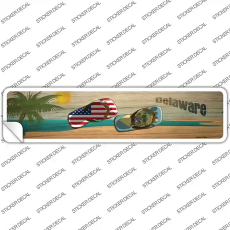 Delaware and US Flag Novelty Narrow Sticker Decal