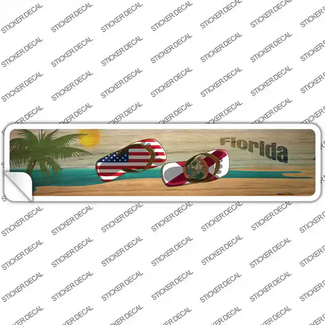 Florida and US Flag Novelty Narrow Sticker Decal Small