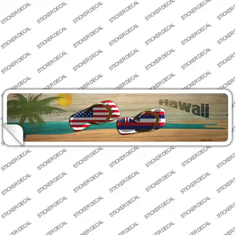 Hawaii and US Flag Novelty Narrow Sticker Decal Small