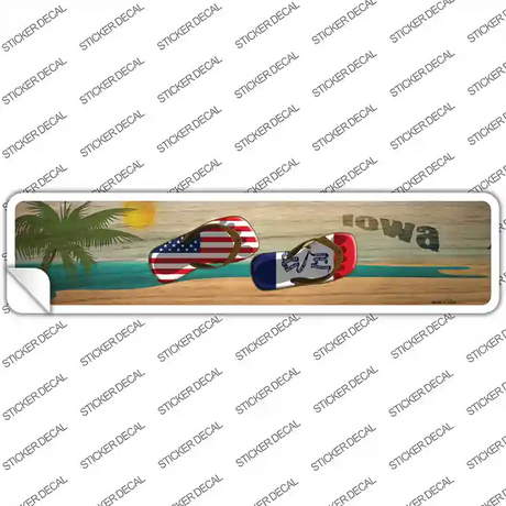 Iowa and US Flag Novelty Narrow Sticker Decal Small