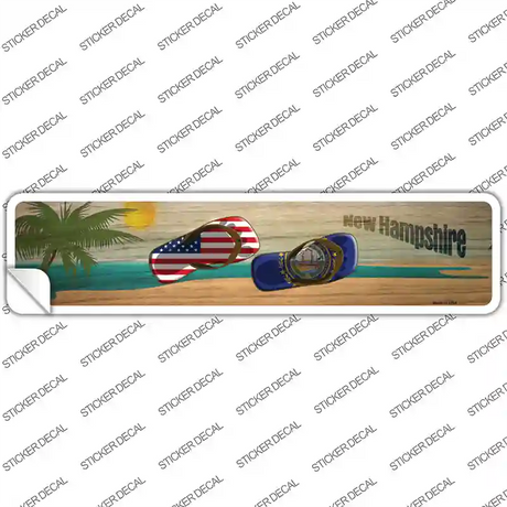 Hew Hampshire and US Flag Novelty Narrow Sticker Decal Small