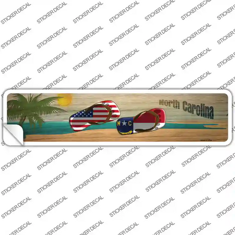 North Carolina and US Flag Novelty Narrow Sticker Decal Small