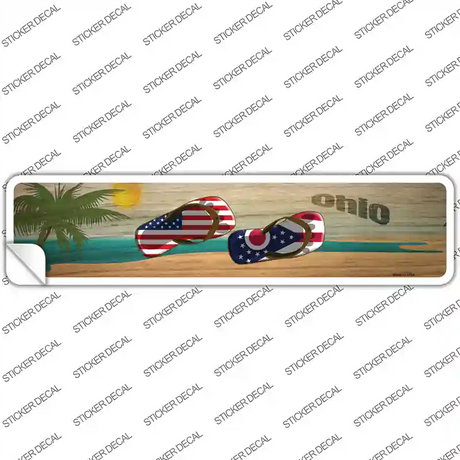 Ohio and US Flag Novelty Narrow Sticker Decal Small