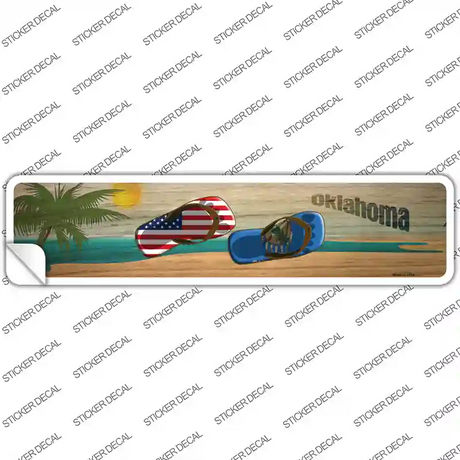 Oklahoma and US Flag Novelty Narrow Sticker Decal Small