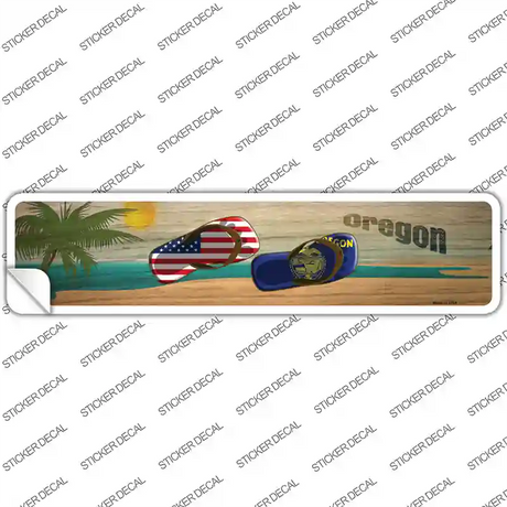 Oregon and US Flag Novelty Narrow Sticker Decal Small