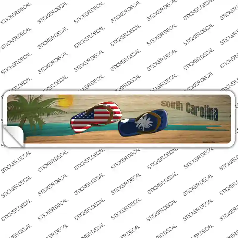 South Carolina and US Flag Novelty Narrow Sticker Decal