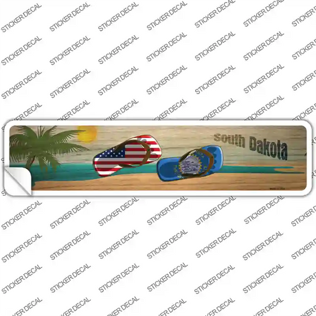 South Dakota and US Flag Novelty Narrow Sticker Decal Small