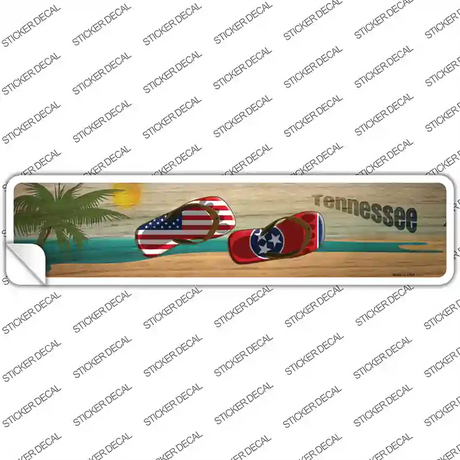 Tennessee and US Flag Novelty Narrow Sticker Decal Small