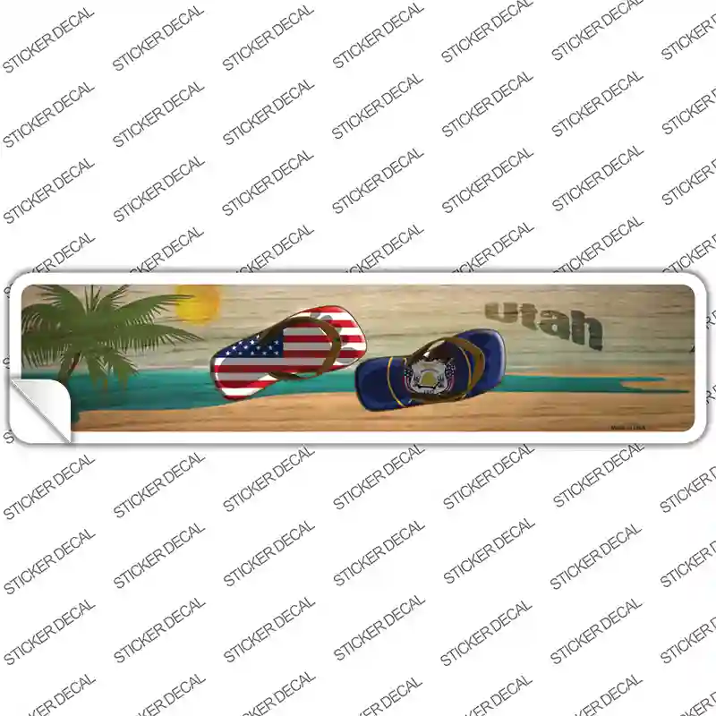 Utah and US Flag Novelty Narrow Sticker Decal