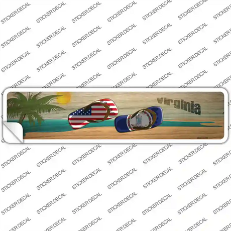 Virginia and US Flag Novelty Narrow Sticker Decal Small