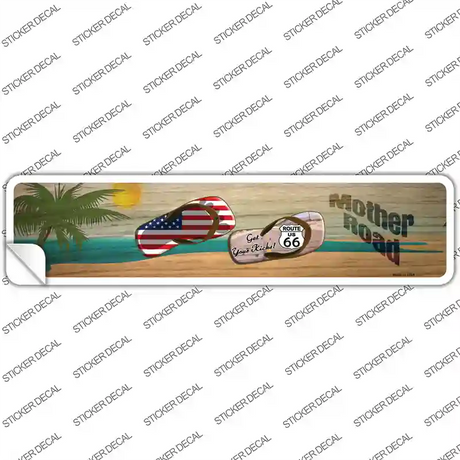Route 66 and Flag and US Flag Novelty Narrow Sticker Decal