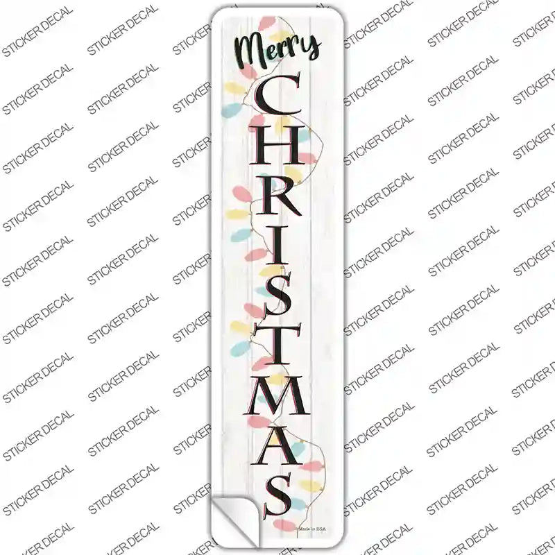 Merry Christmas Lights White Novelty Narrow Sticker Decal Small