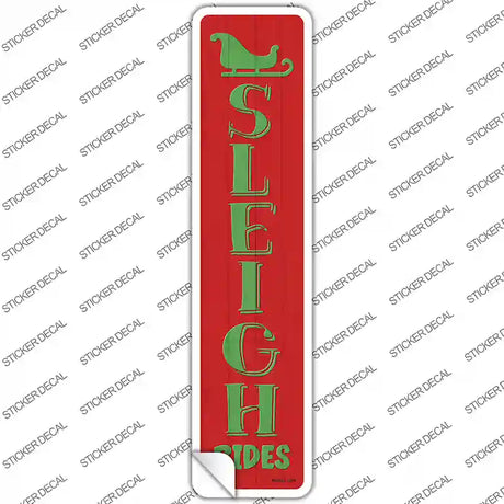 Sleigh Rides Red Novelty Narrow Sticker Decal Small