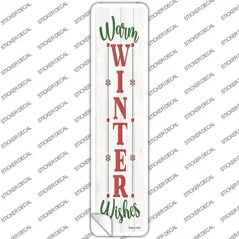 Warm Winter Wishes White Novelty Narrow Sticker Decal Small