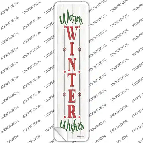 Warm Winter Wishes White Novelty Narrow Sticker Decal Small