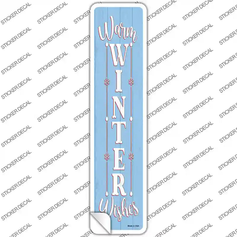 Warm Winter Wishes Blue Novelty Narrow Sticker Decal Small