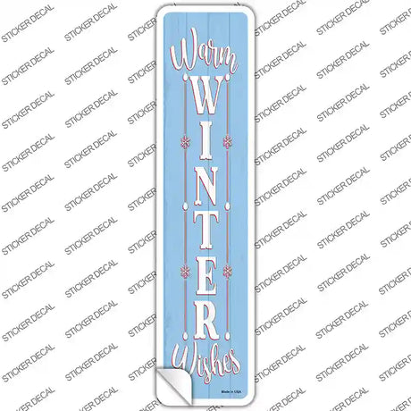 Warm Winter Wishes Blue Novelty Narrow Sticker Decal Small