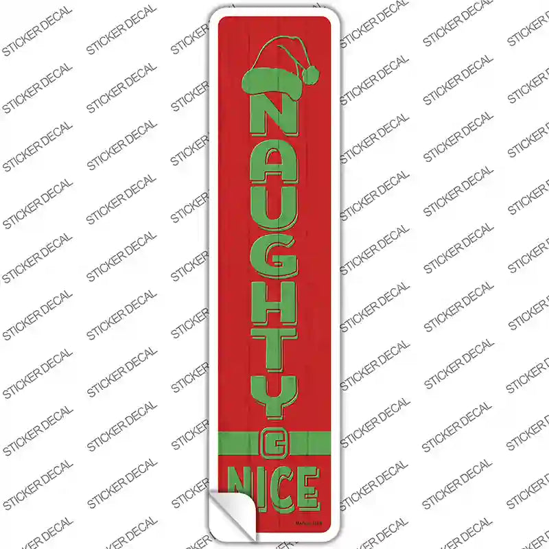 Naughty Nice Red Novelty Narrow Sticker Decal Small