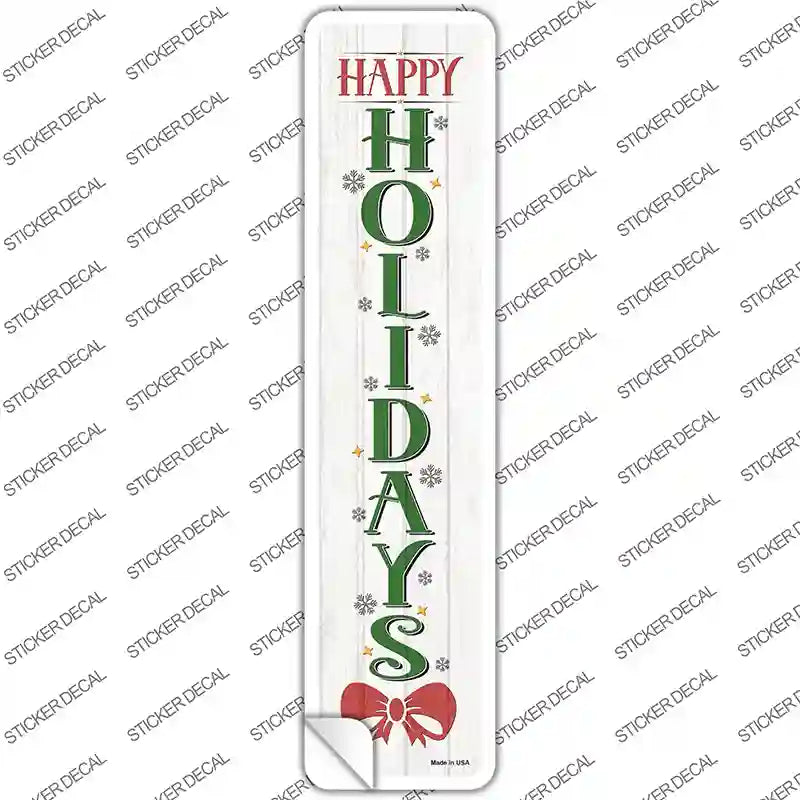 Happy Holidays White Novelty Narrow Sticker Decal Small