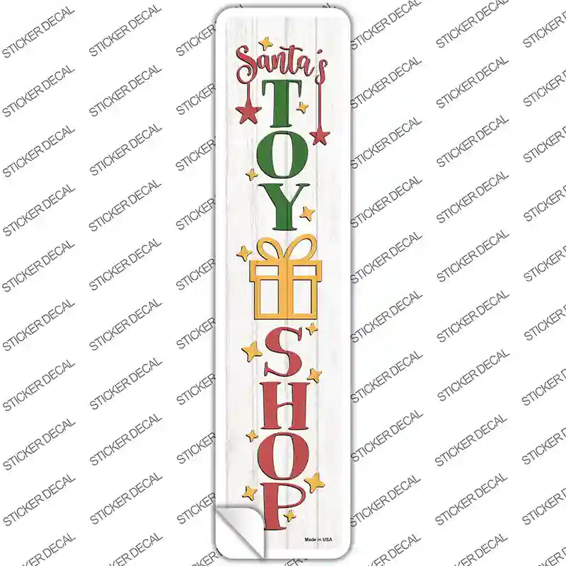 Santas Toy Shop White Novelty Narrow Sticker Decal Small