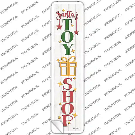 Santas Toy Shop White Novelty Narrow Sticker Decal Small