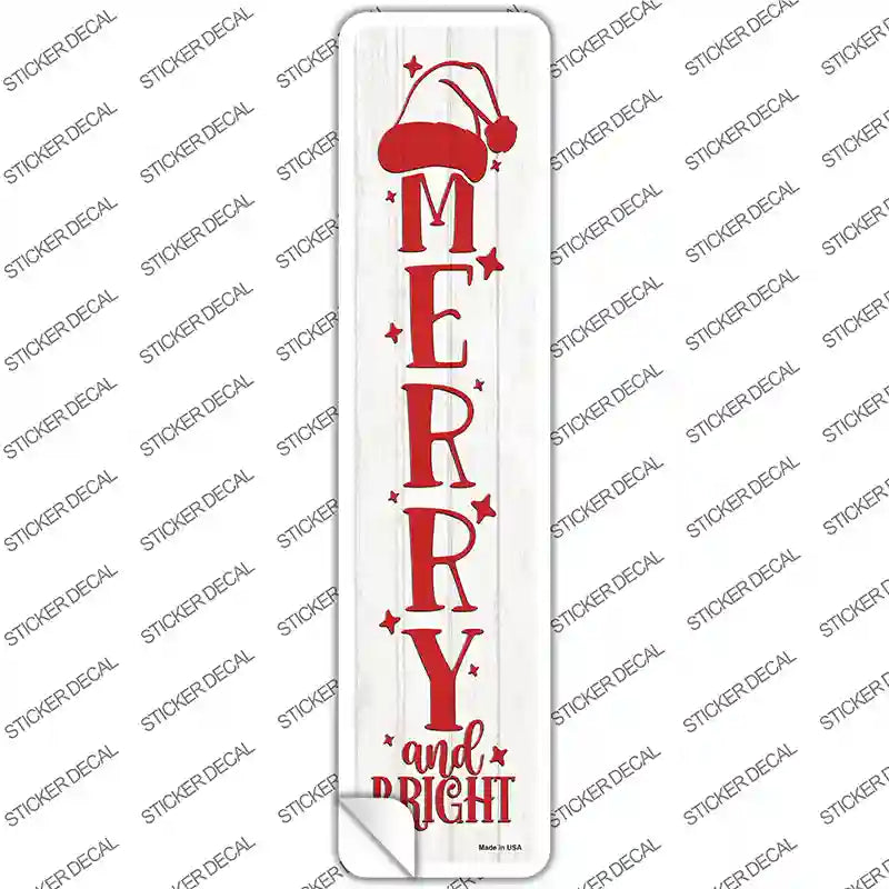 Merry and Bright White Novelty Narrow Sticker Decal Small