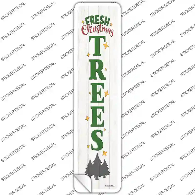 Fresh Christmas Trees White Novelty Narrow Sticker Decal Small