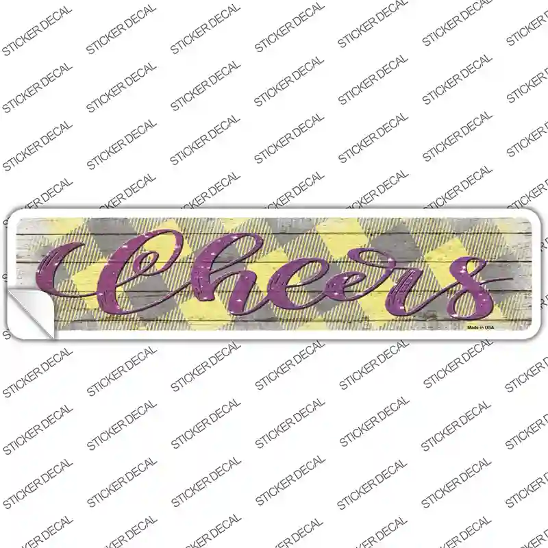 Cheers Yellow Novelty Narrow Sticker Decal Small