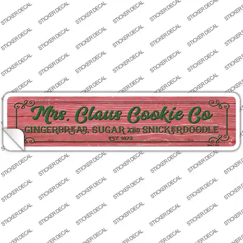 Mrs Claus Cookie Co Red Novelty Narrow Sticker Decal Small