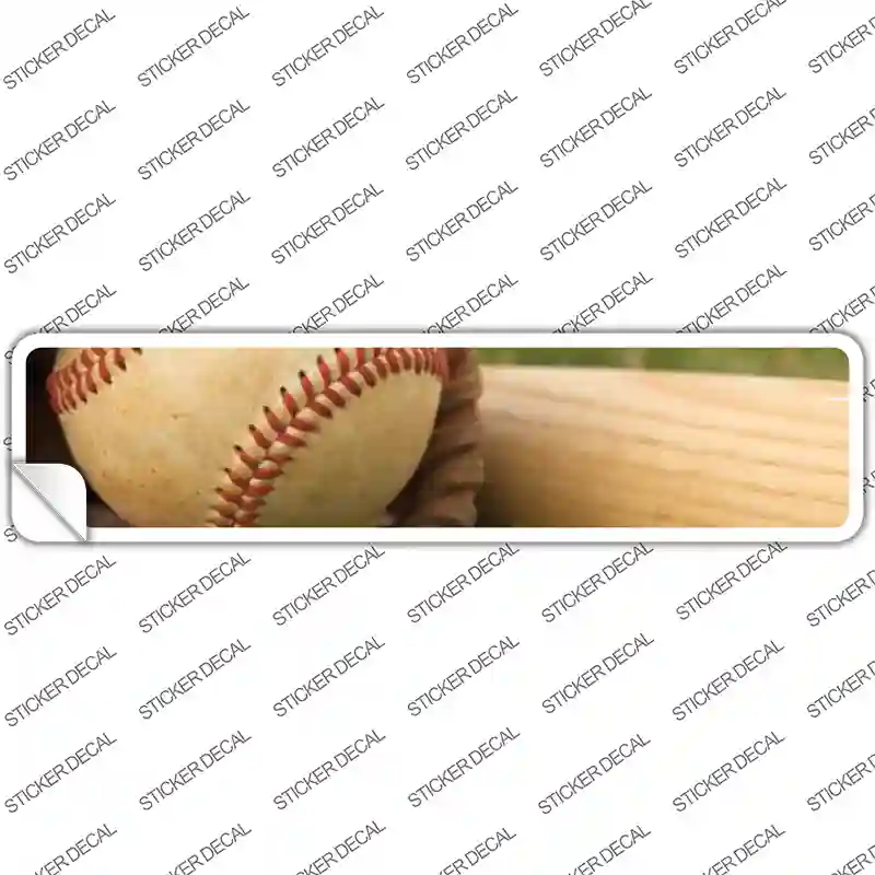 Baseball with Bat Novelty Narrow Sticker Decal