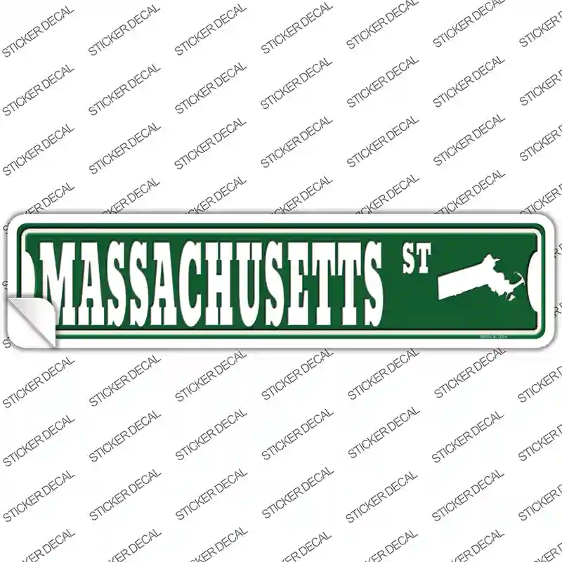 Massachusetts St Silhouette Novelty Narrow Sticker Decal Small