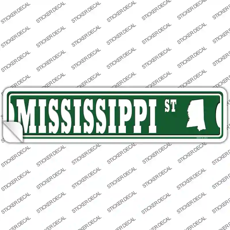 Mississippi St Silhouette Novelty Narrow Sticker Decal Small