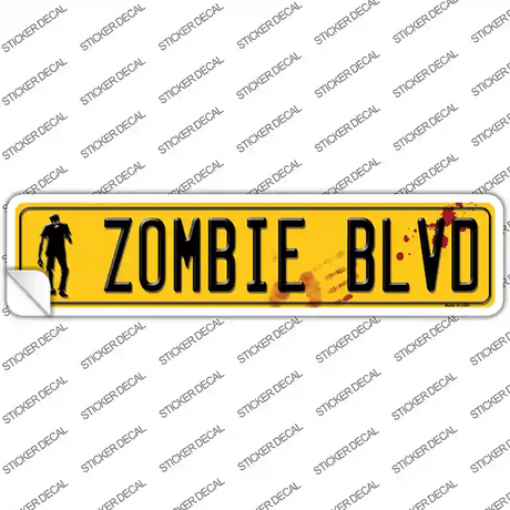 Zombie Blvd Novelty Narrow Sticker Decal Small