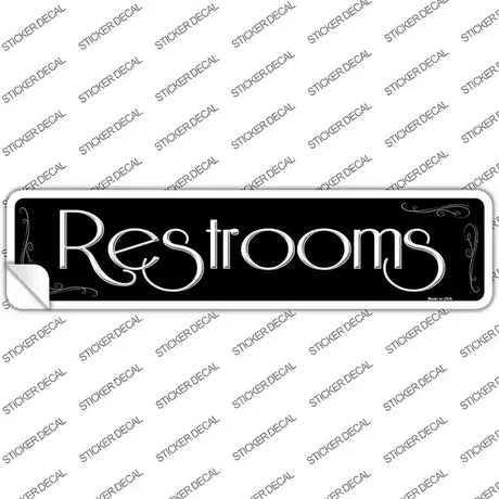 Restrooms Black Novelty Narrow Sticker Decal