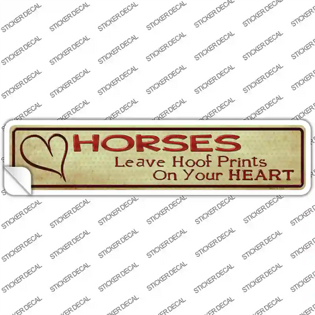 Horses Leave Prints On Heart Novelty Narrow Sticker Decal Small