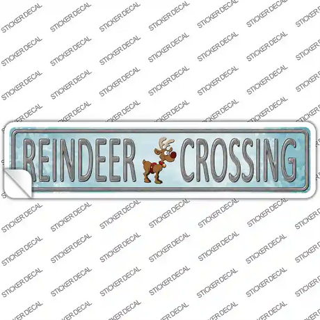 Reindeer Crossing Novelty Narrow Sticker Decal Small