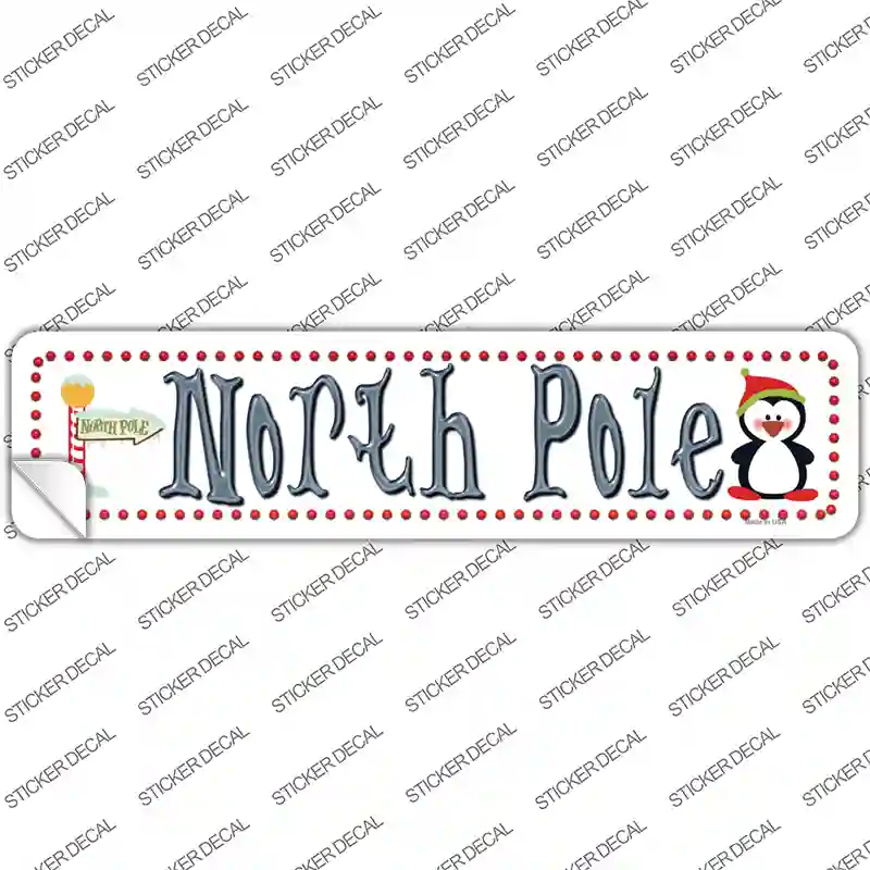 North Pole White Novelty Narrow Sticker Decal Small