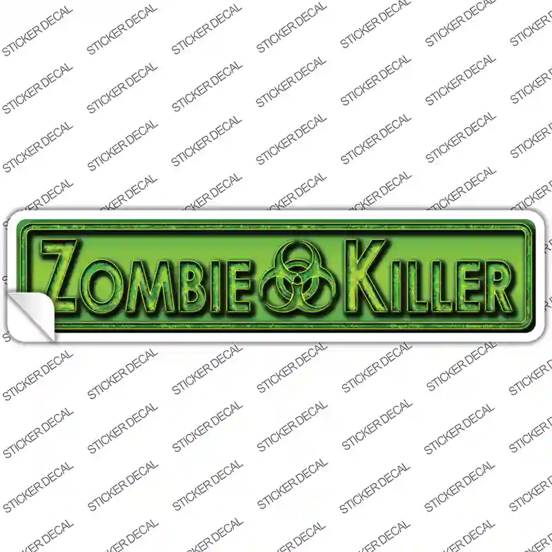 Zombie Killer Green Novelty Narrow Sticker Decal