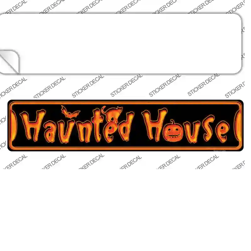 Haunted House Orange Novelty Narrow Sticker Decal Small