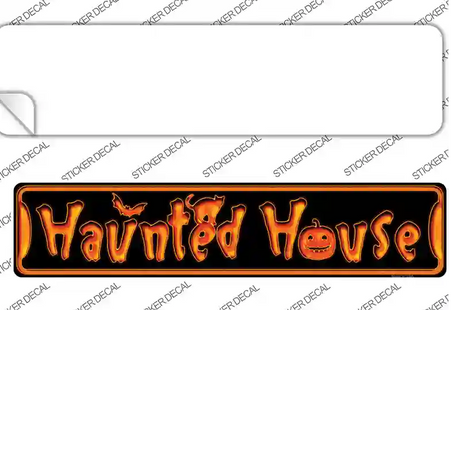 Haunted House Orange Novelty Narrow Sticker Decal Small