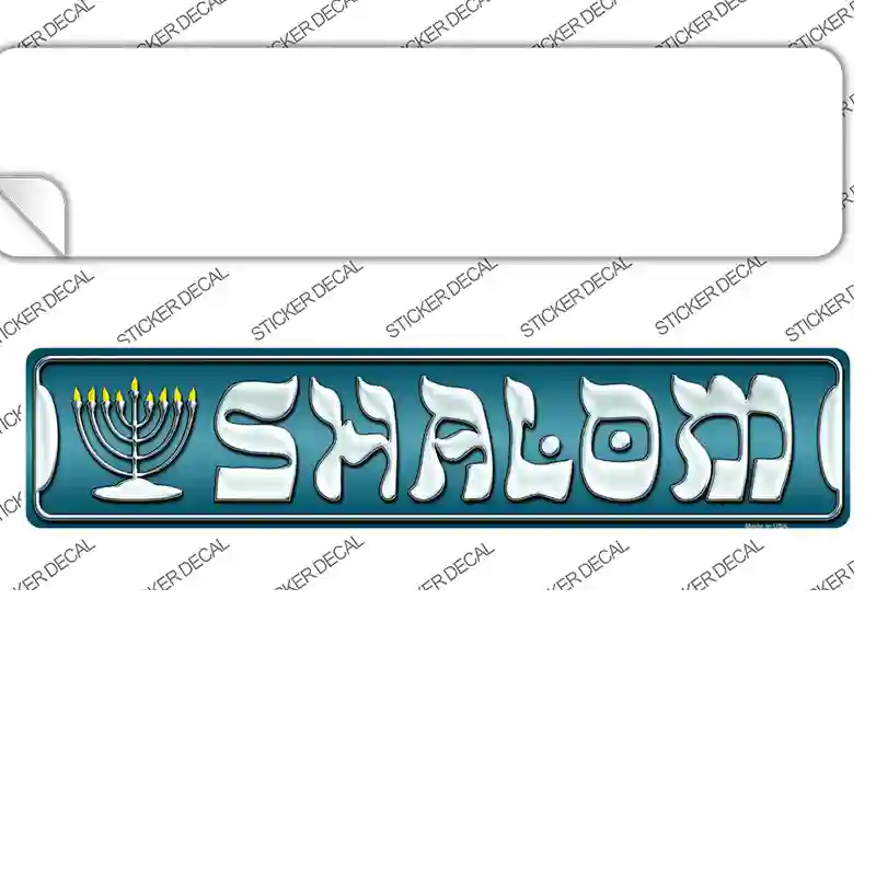 Shalom Menorah Novelty Narrow Sticker Decal Small