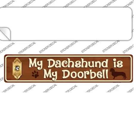 Dachshund Is Doorbell Novelty Narrow Sticker Decal Small