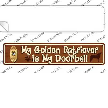 Golden Retriever Is Doorbell Novelty Narrow Sticker Decal Small