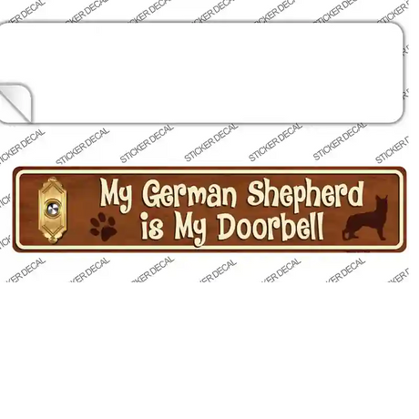 German Shepherd Is Doorbell Novelty Narrow Sticker Decal Small