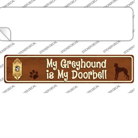 Greyhound Is Doorbell Novelty Narrow Sticker Decal Small