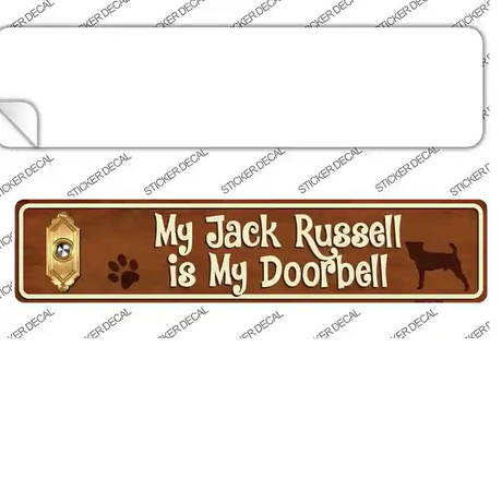 Jack Russell Is Doorbell Novelty Narrow Sticker Decal Small