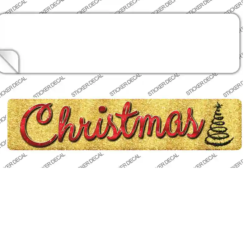 Christmas With Tree Novelty Narrow Sticker Decal Small