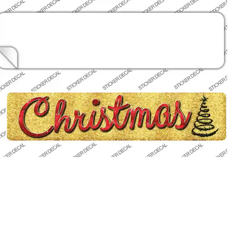 Christmas With Tree Novelty Narrow Sticker Decal Small